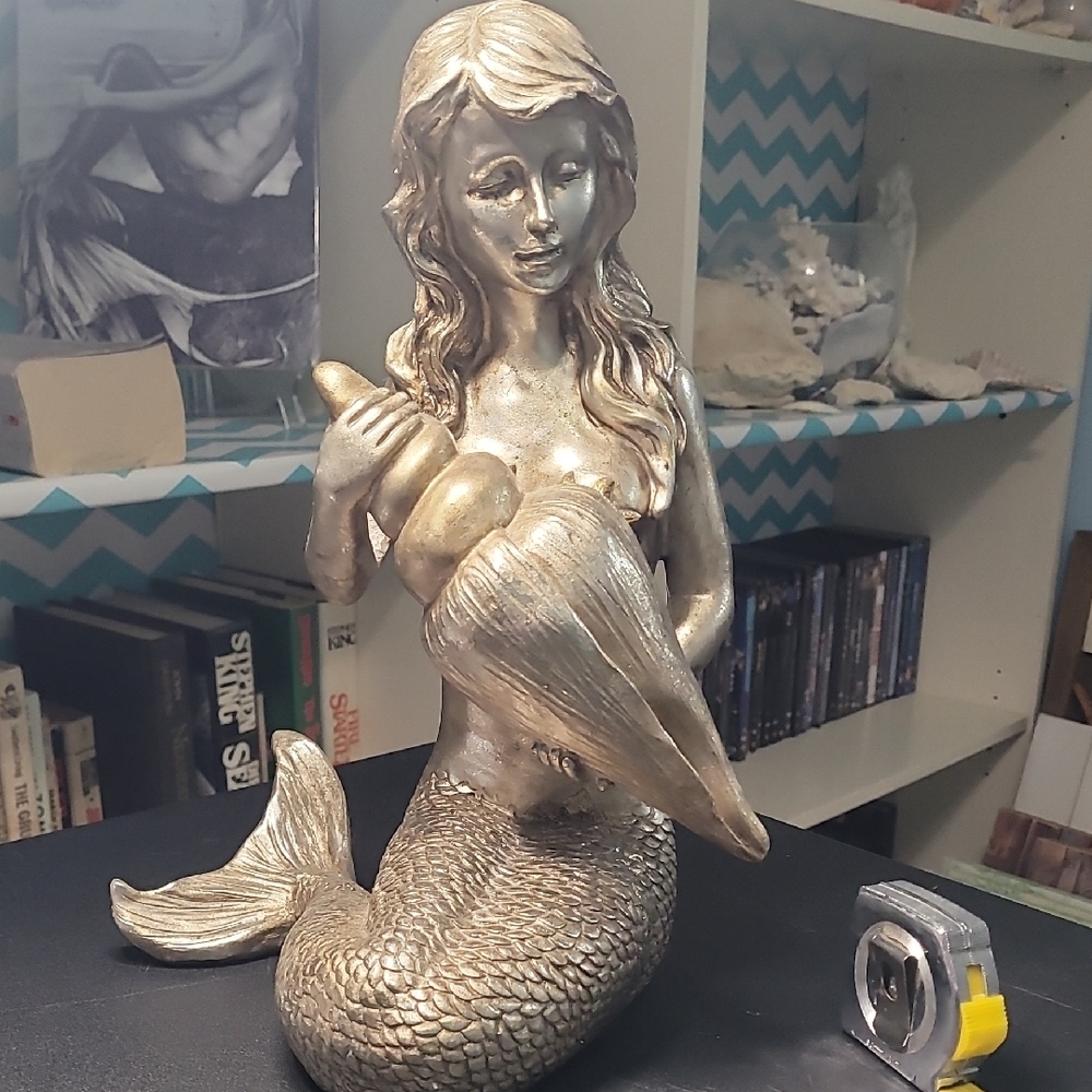 Silver Mermaid Sculpture